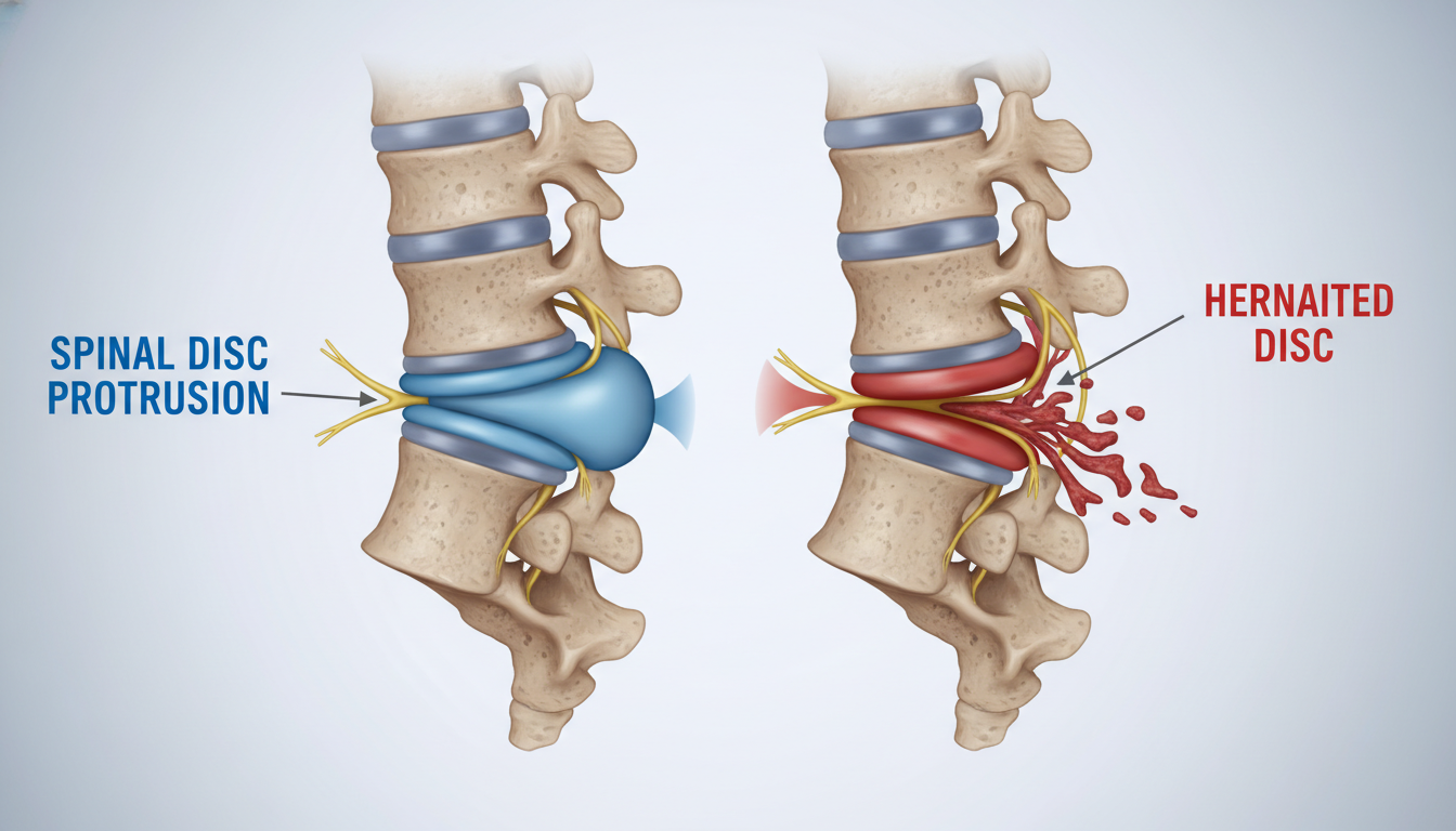 diferença entre protusão discal e hérnia de disco na coluna vertebral
