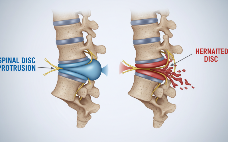 diferença entre protusão discal e hérnia de disco na coluna vertebral
